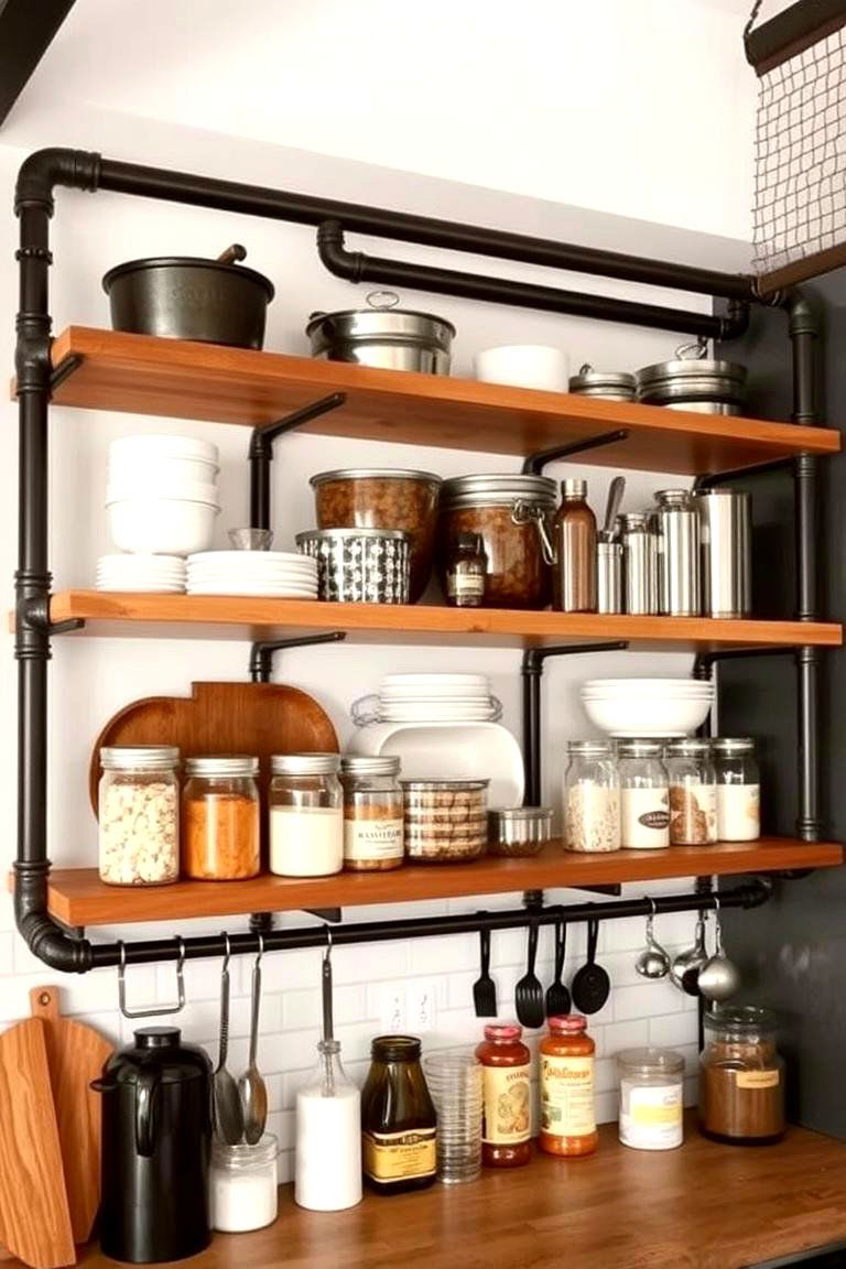 Industrial Inspiration Incorporating Sturdy Metal Shelving - 24 Open Shelving Kitchen Ideas