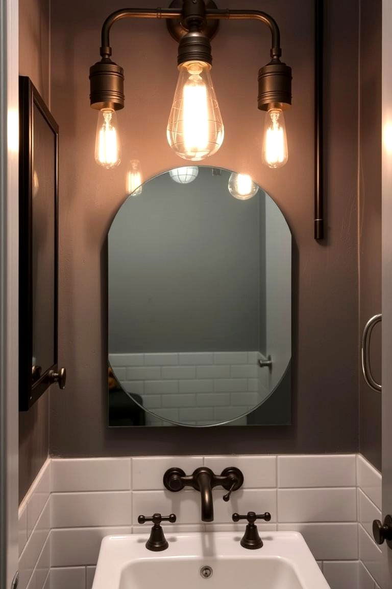 Industrial Inspired Lighting - 24 Black and Grey Bathroom Ideas