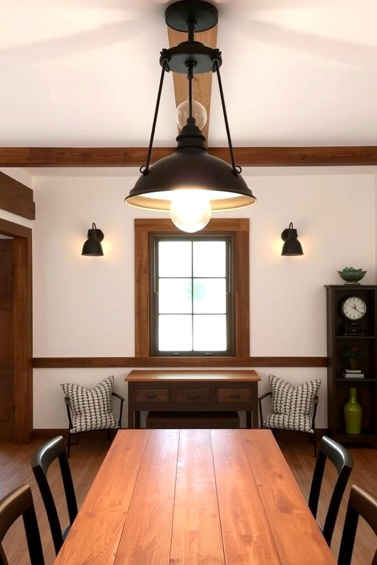 Industrial Light Fixtures - 24 Modern Farmhouse Dining Room Ideas