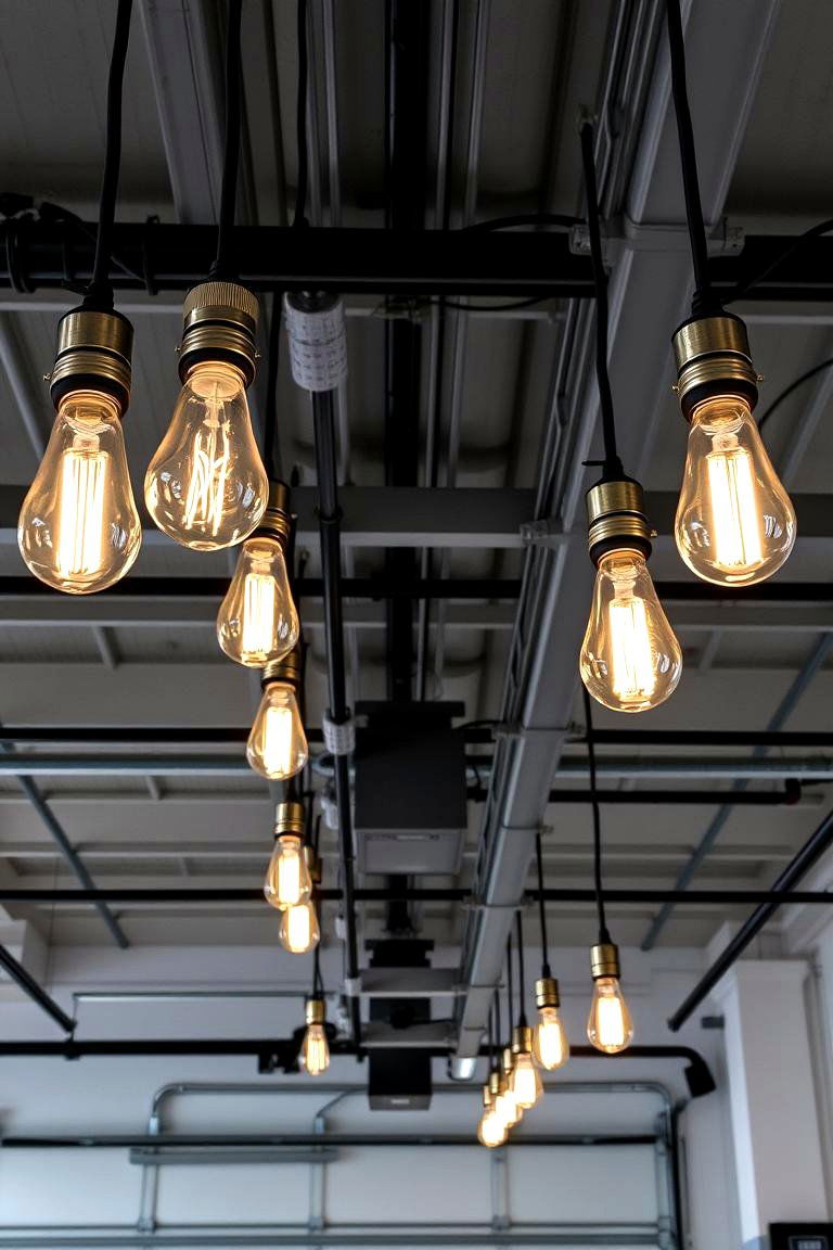 Industrial Lighting Fixtures - 24 Motorcycle Garage Ideas