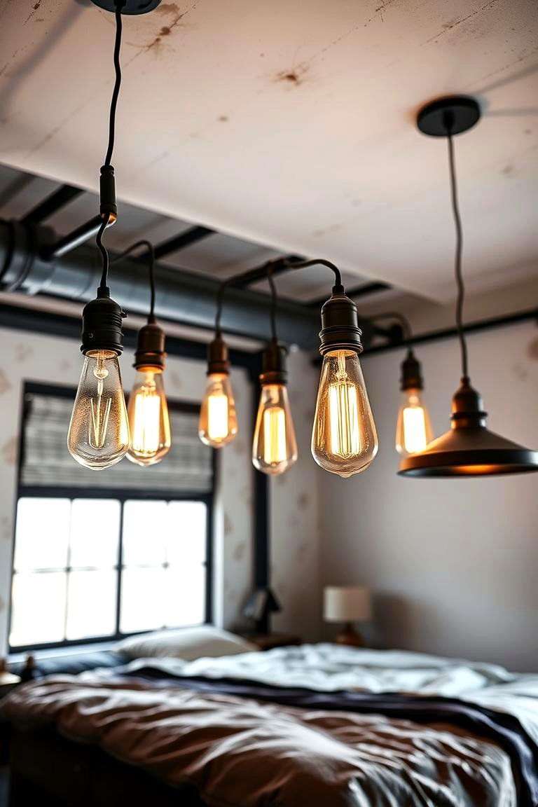 Industrial Lighting Fixtures - 24 Rust Bedroom Ideas