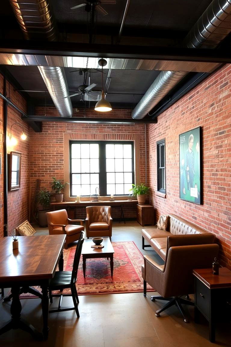 Industrial Loft Vibe - 24 basement office ideas