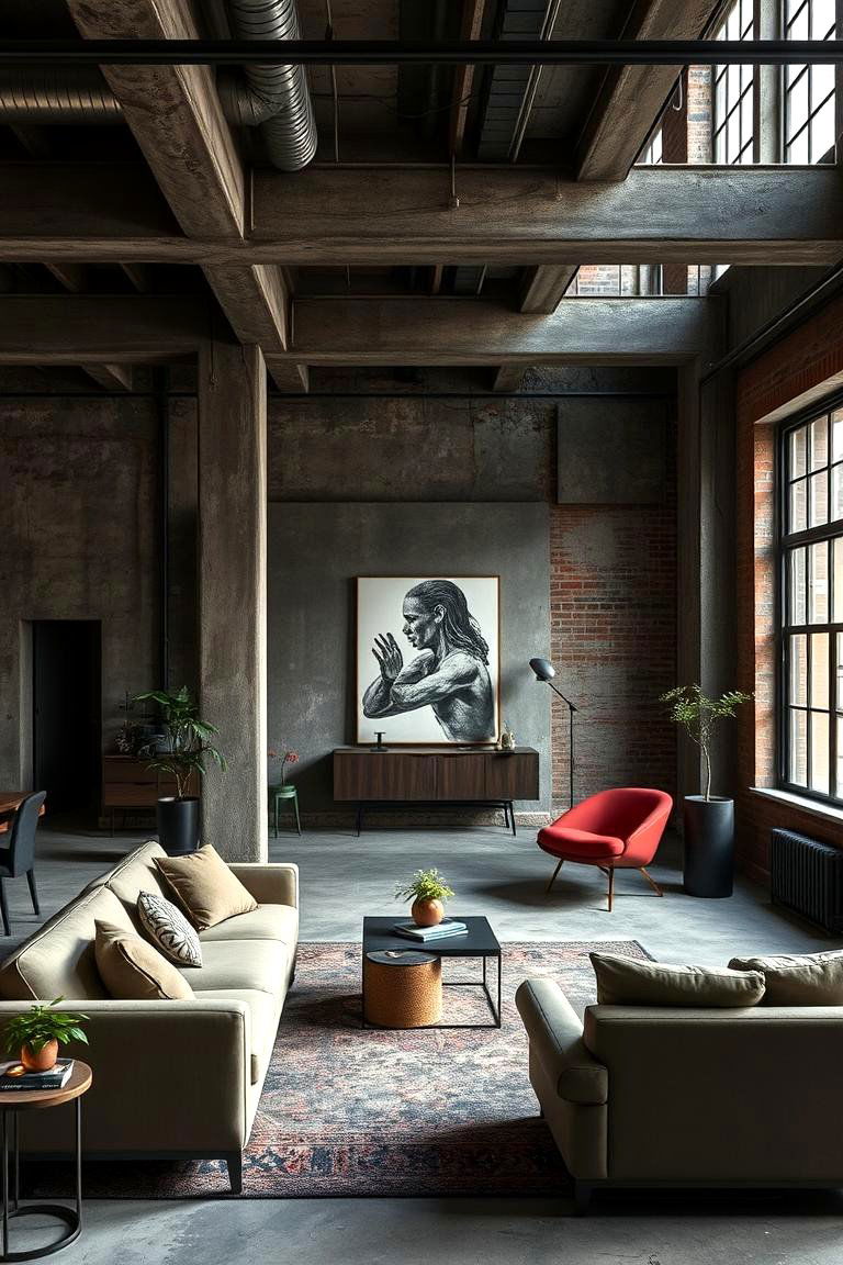 Industrial Loft with Dark Olive Features - 24 Dark Olive Green House Designs