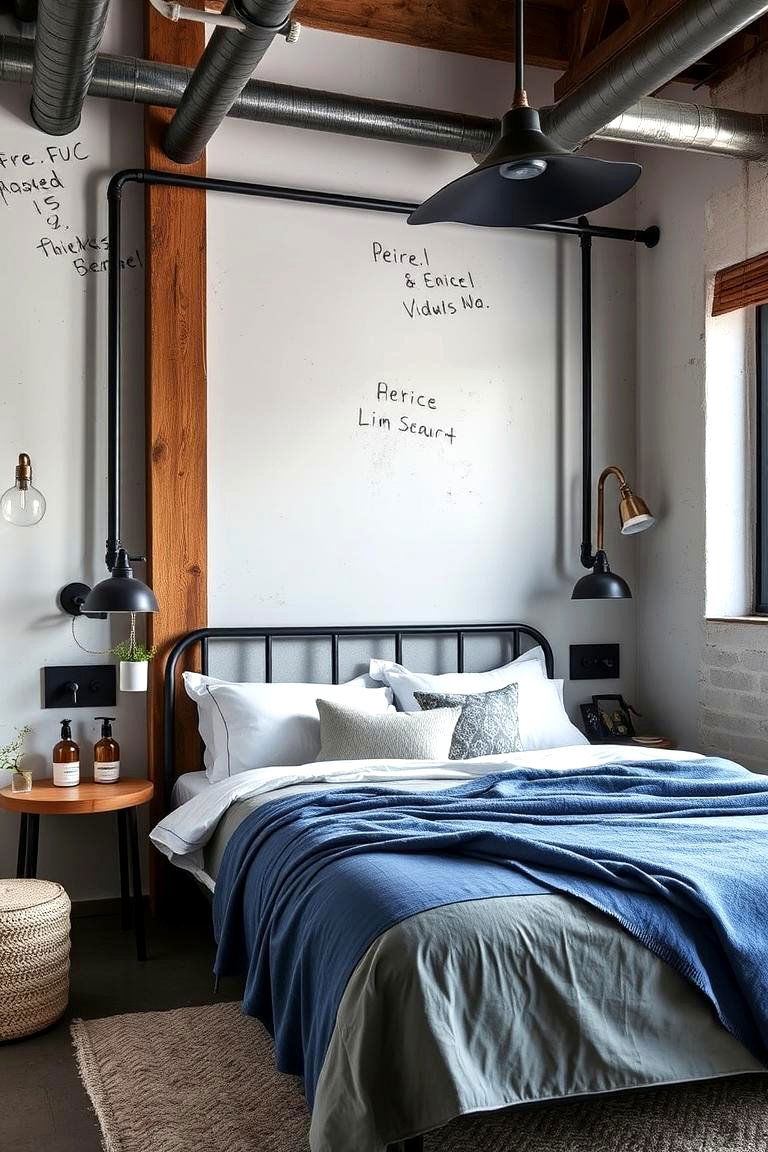 Industrial Luxe Haven - 24 Blue and Grey Bedroom Ideas