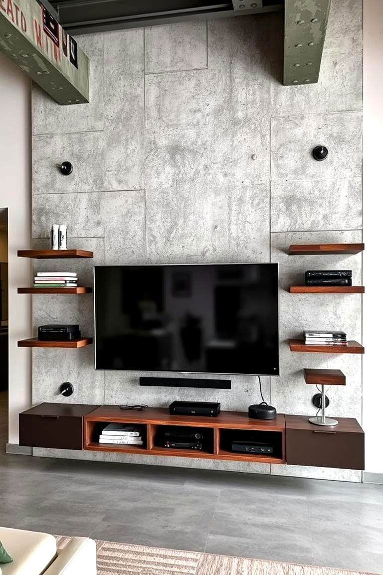 Industrial Media Wall - 24 Media Wall Ideas