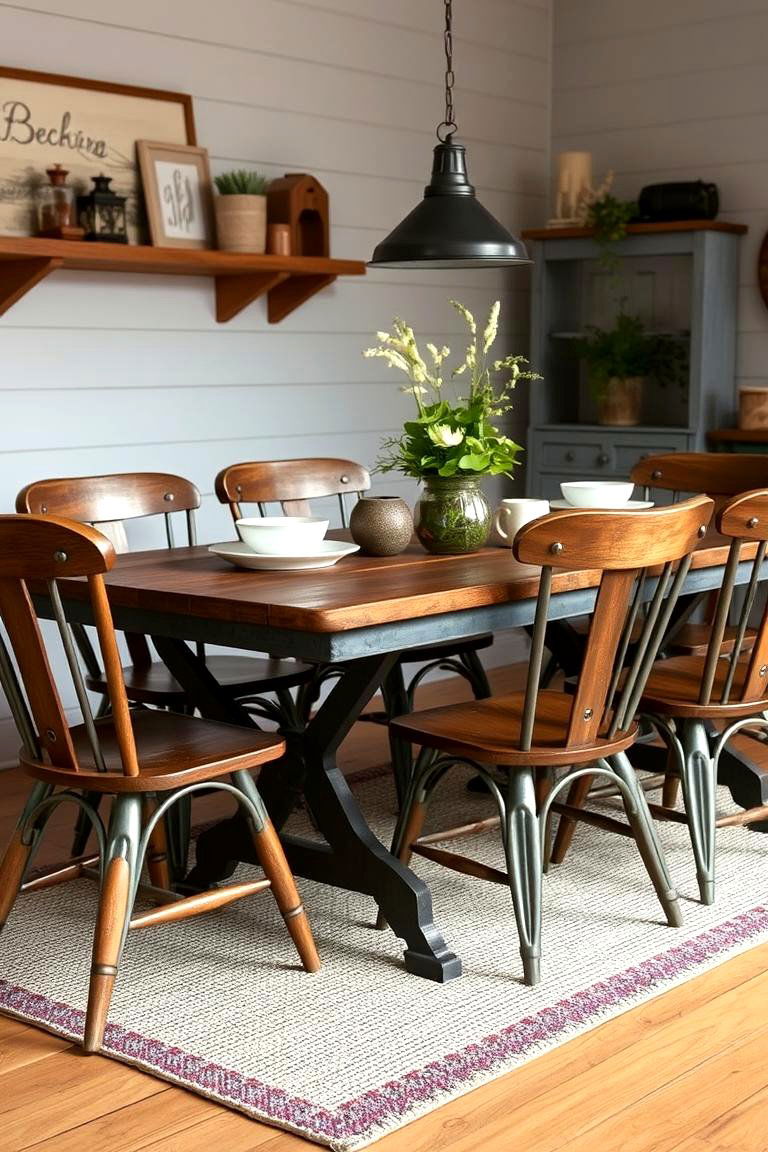 Industrial Meets Farmhouse - 24 Eclectic Dining Room Ideas