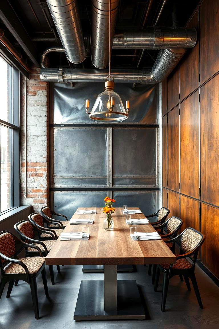 Industrial Metal Accented Panels - 24 Dining Room Wall Paneling Ideas