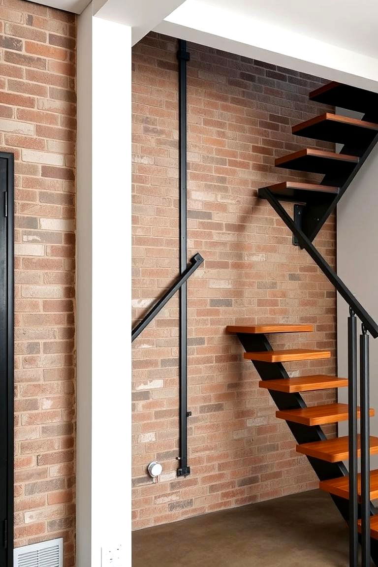 Industrial Metal Accents - 24 Staircase Wall Ideas