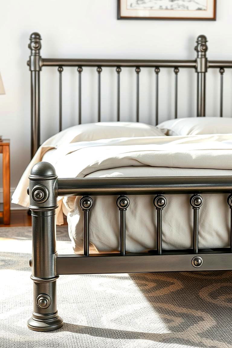 Industrial Metal Bed Frame - 24 Steampunk Bedroom Ideas