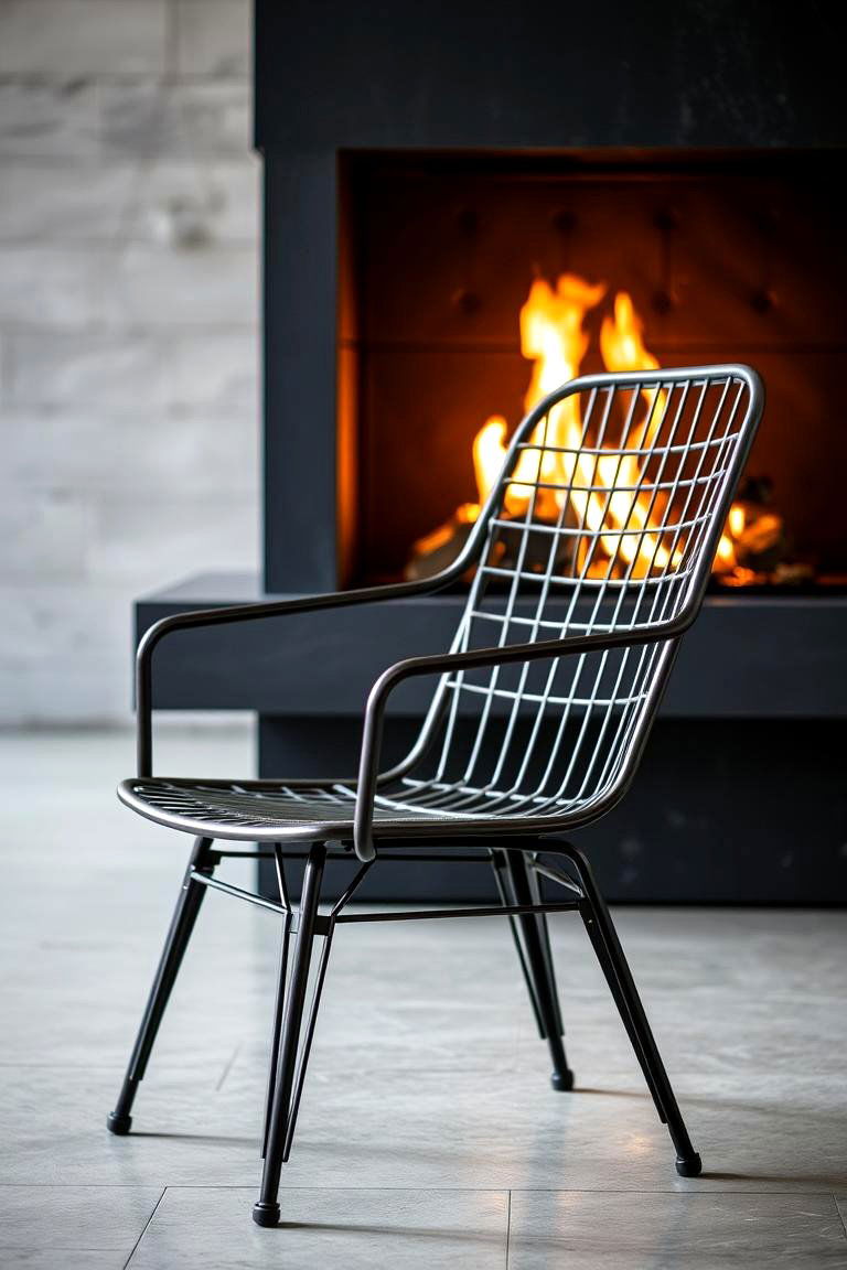 Industrial Metal Chair - 24 Chairs in Front of Fireplace Ideas