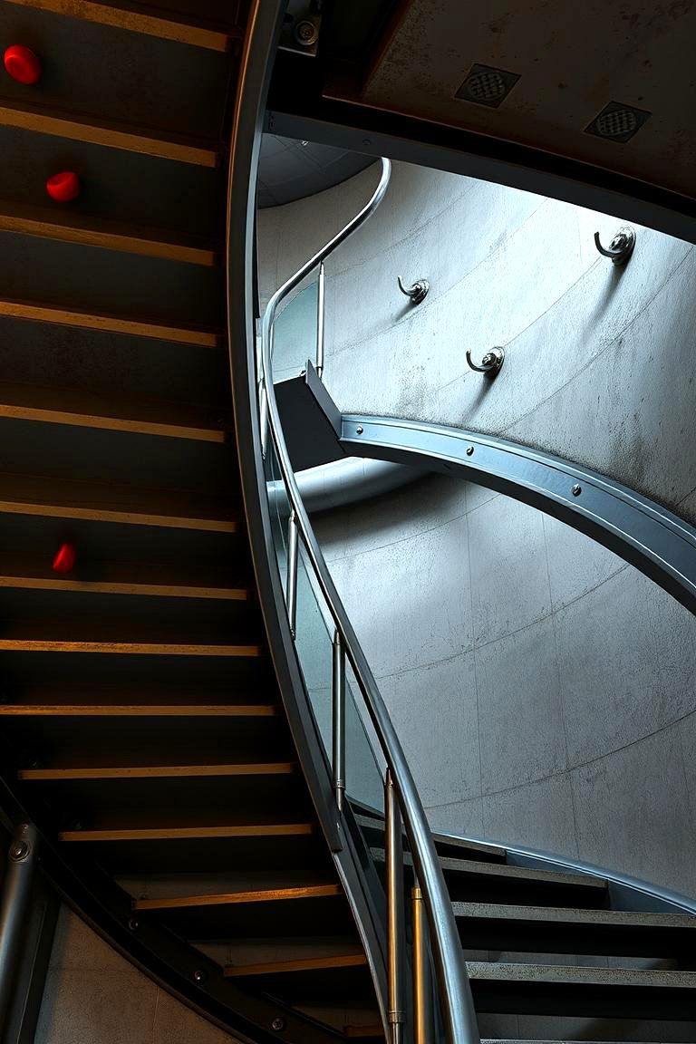 Industrial Metal Curved Staircase - 24 Curved Staircase Ideas