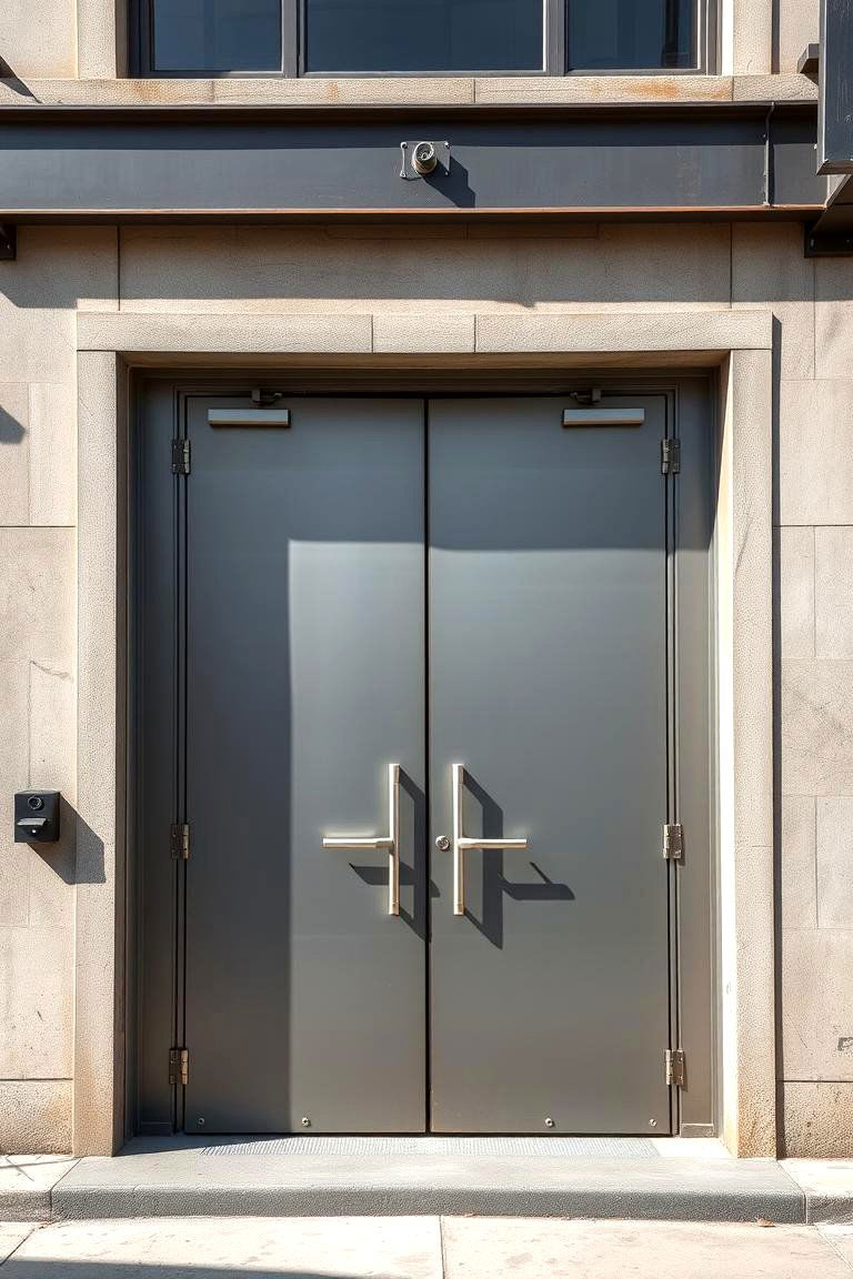 Industrial Metal Double Doors - 24 Double Front Door Ideas