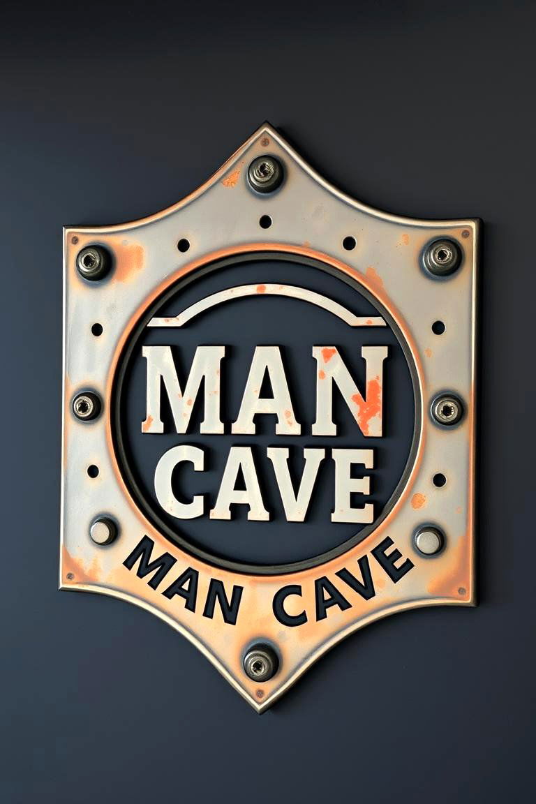 Industrial Metal Emblem - 24 Man Cave Sign Ideas
