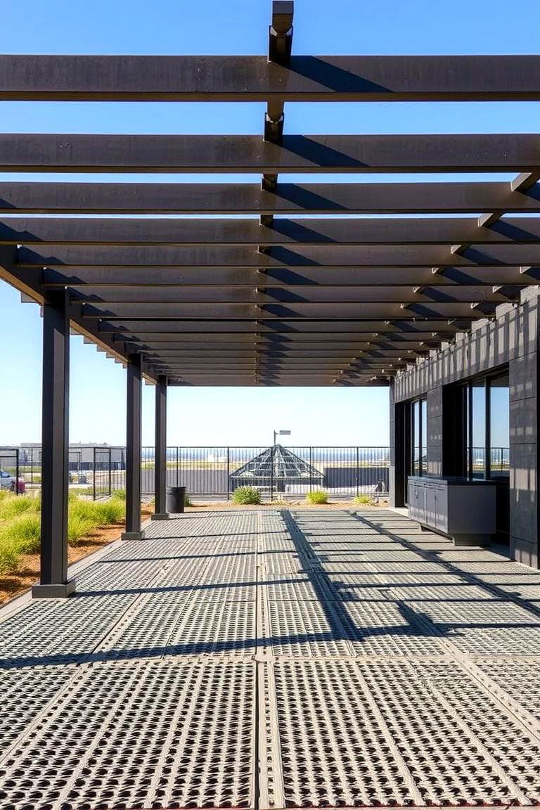 Industrial Metal Grating Flooring - 24 Pergola Flooring Ideas