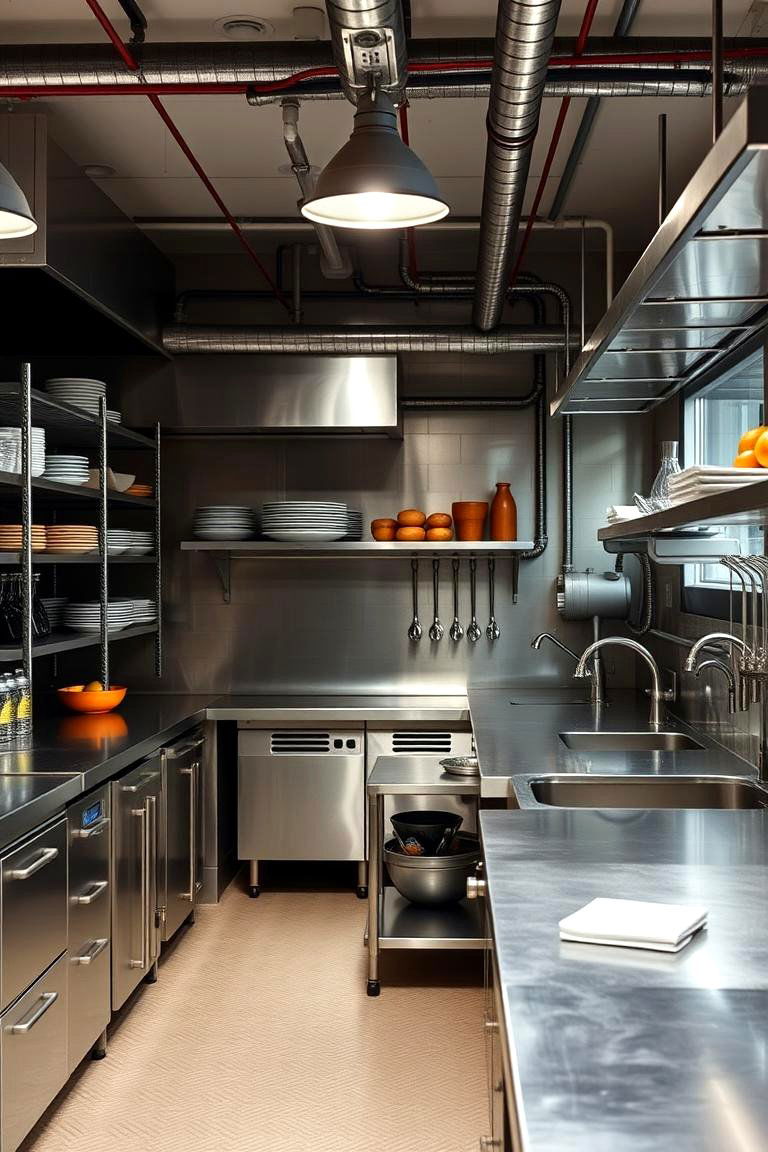 Industrial Metal Magic - 24 Dirty Kitchen Ideas