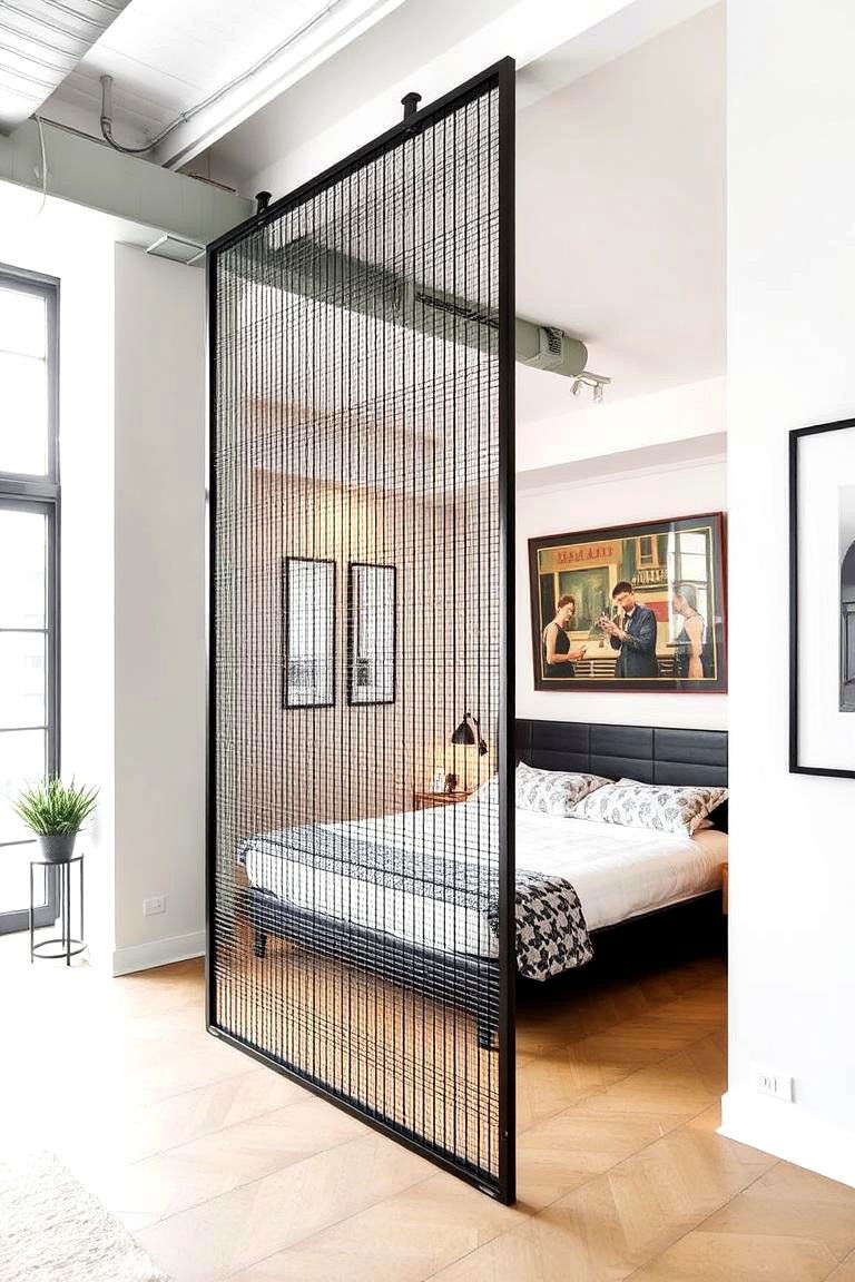 Industrial Metal Mesh Divider - 24 Room Divider Ideas