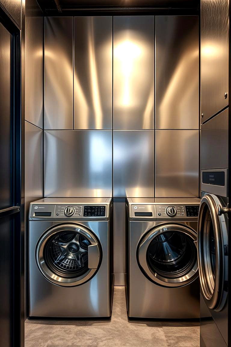 Industrial Metal Panels - 24 Laundry Room Backsplash Ideas