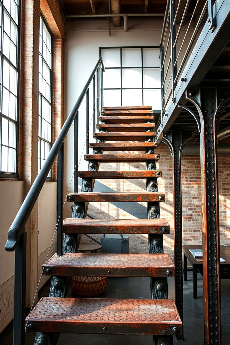 Industrial Metal Staircase - 24 Contemporary Staircase Design Ideas