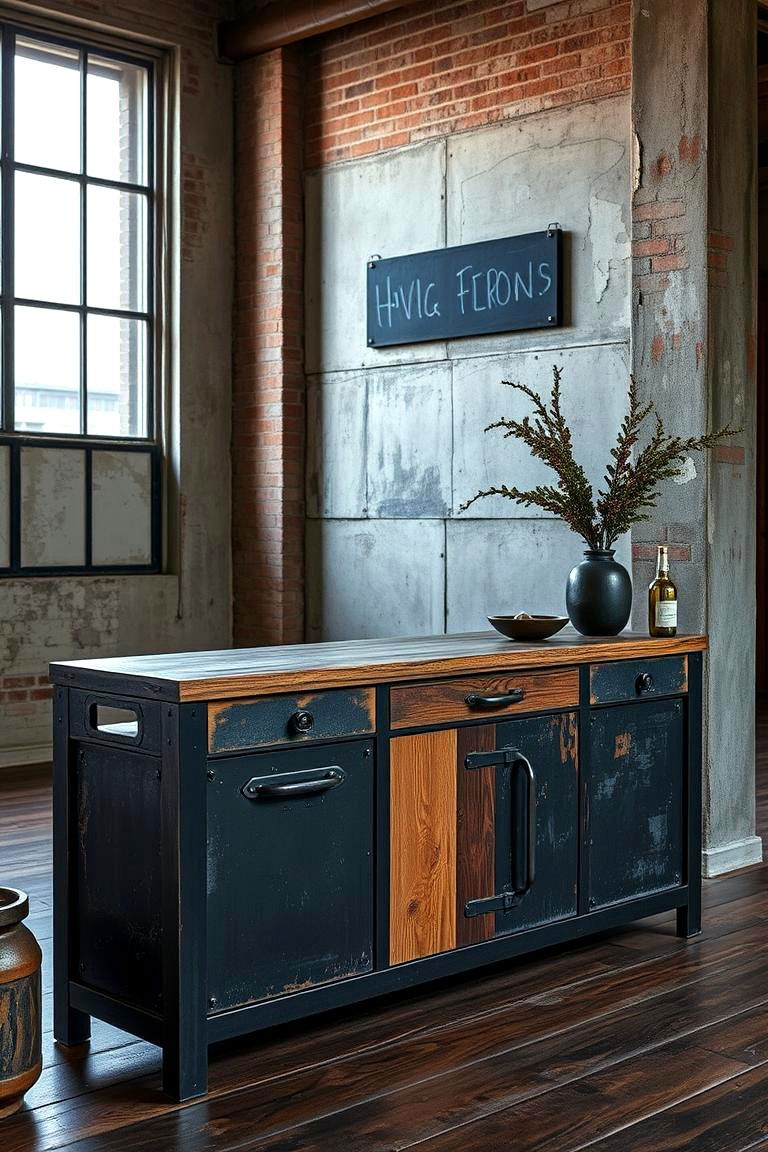 Industrial Metal and Wood Console - 24 Tv Console Decor Ideas
