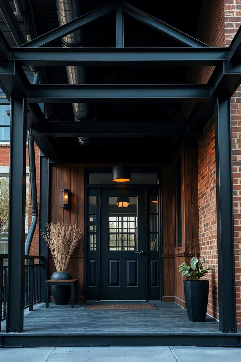 Industrial Modern Black Porch - 24 Black Porch Ideas