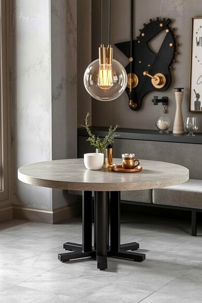 Industrial Modern Touch - 24 Round Table Decor Ideas