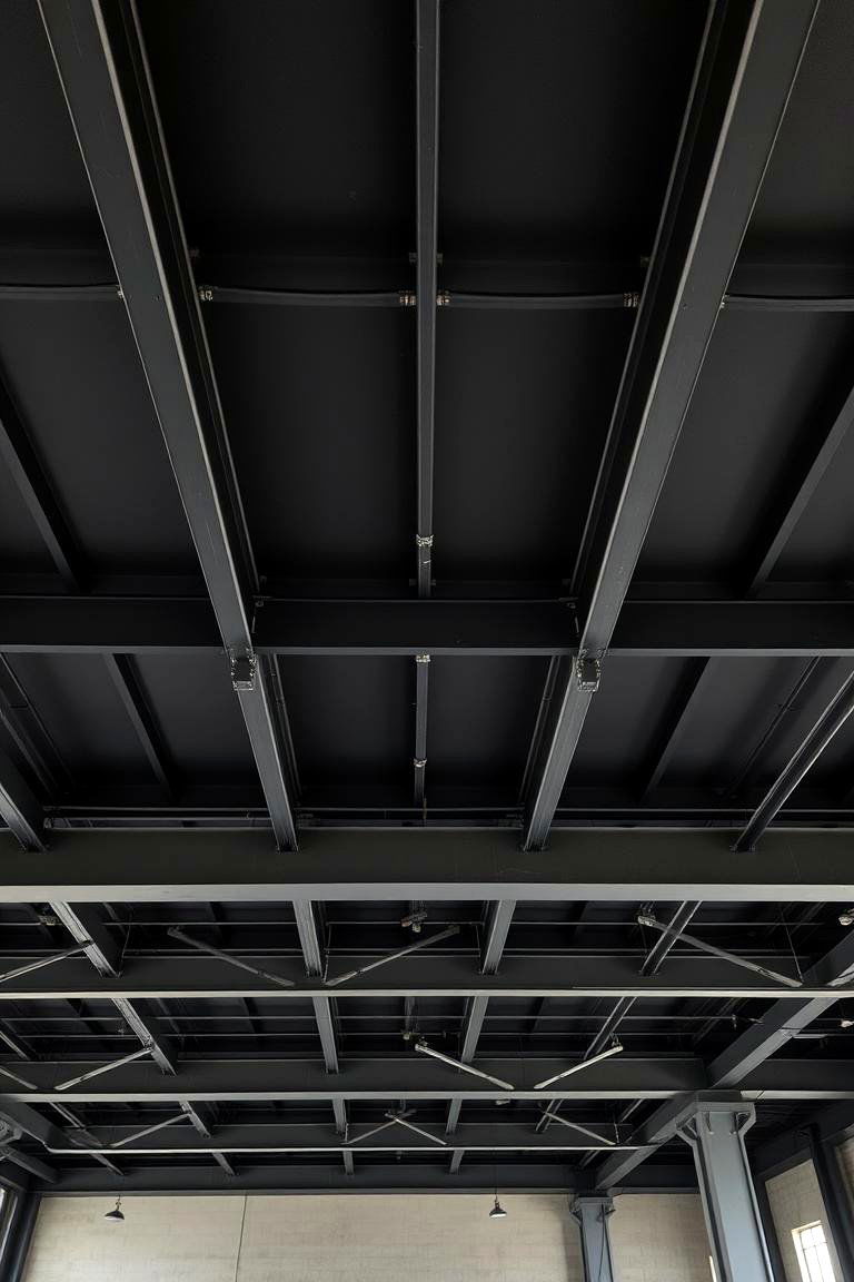 Industrial Painted Black Ceiling - 24 Black Ceiling Design Ideas