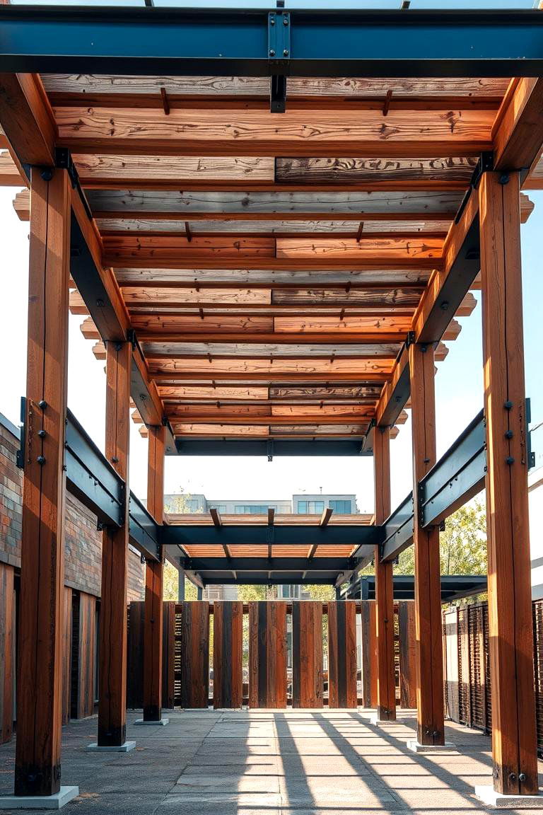 Industrial Pergola Shade with Exposed Beams - 24 Pergola Shade Ideas