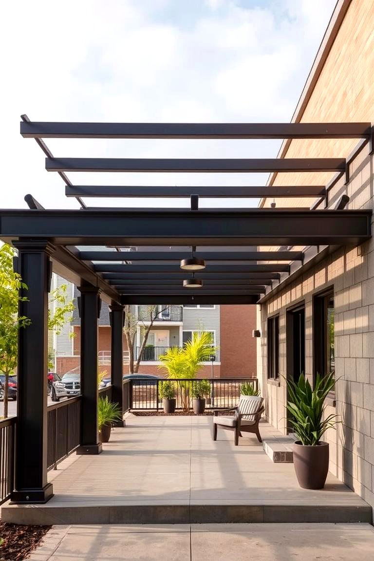 Industrial Pergola - 24 Front Porch Pergola Ideas
