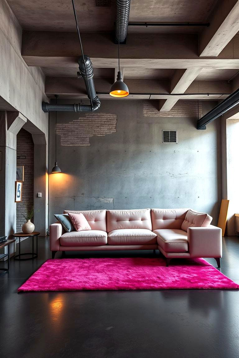 Industrial Pink and Concrete Loft - 24 Pink Room Ideas