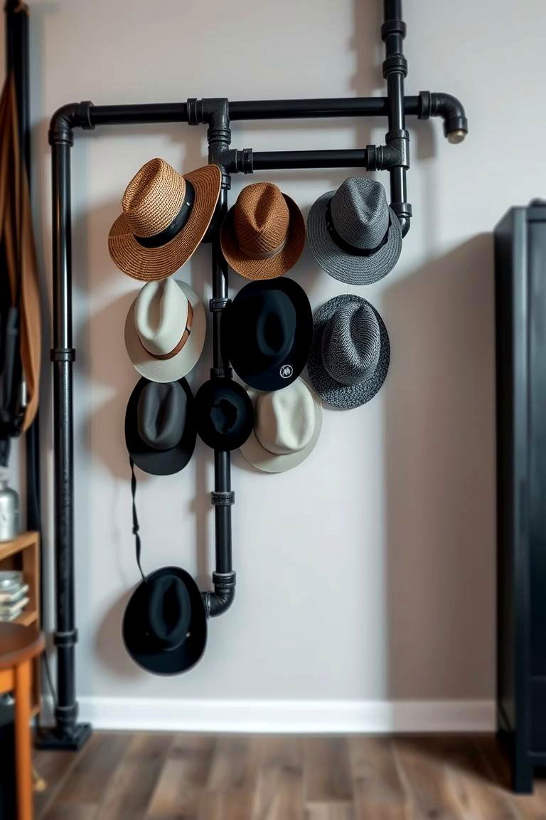Industrial Pipe Hat Rack - 24 Hat Rack Ideas