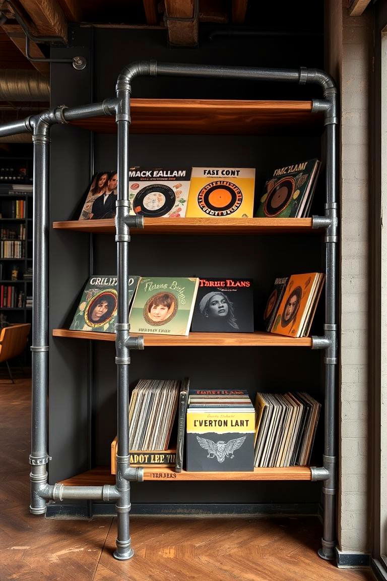 Industrial Pipe Shelves - 24 Vinyl Record Storage Ideas
