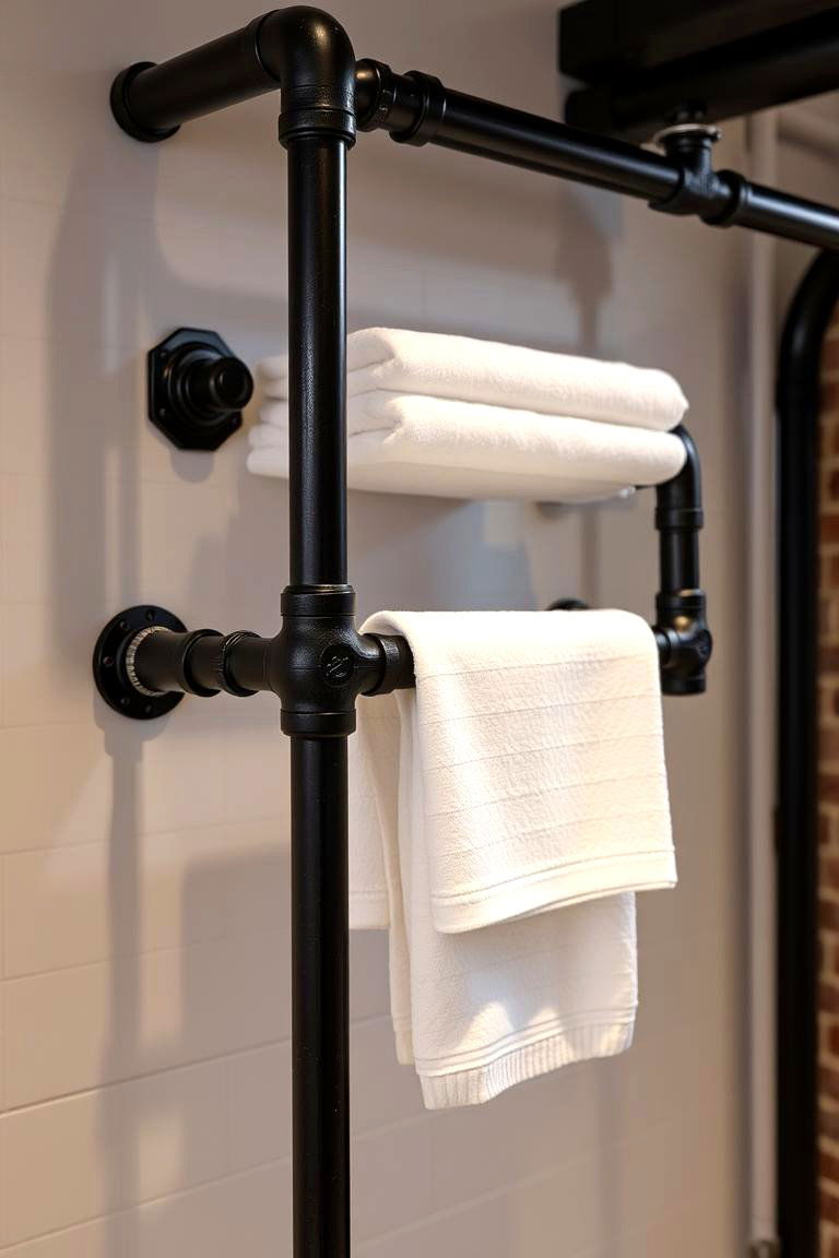 Industrial Pipe Towel Rack - 24 Bathroom Towel Rack Ideas