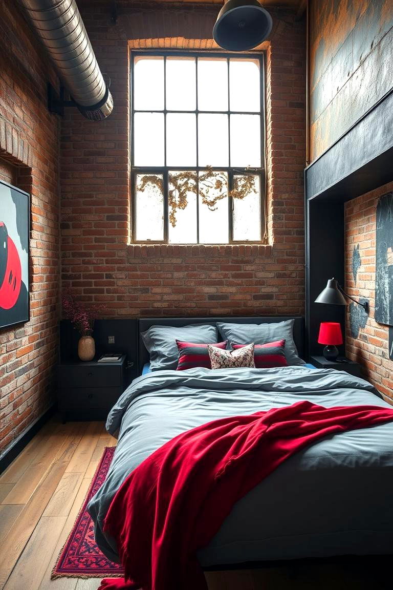 Industrial Red and Black Vibes - 24 Red and Black Bedroom Ideas