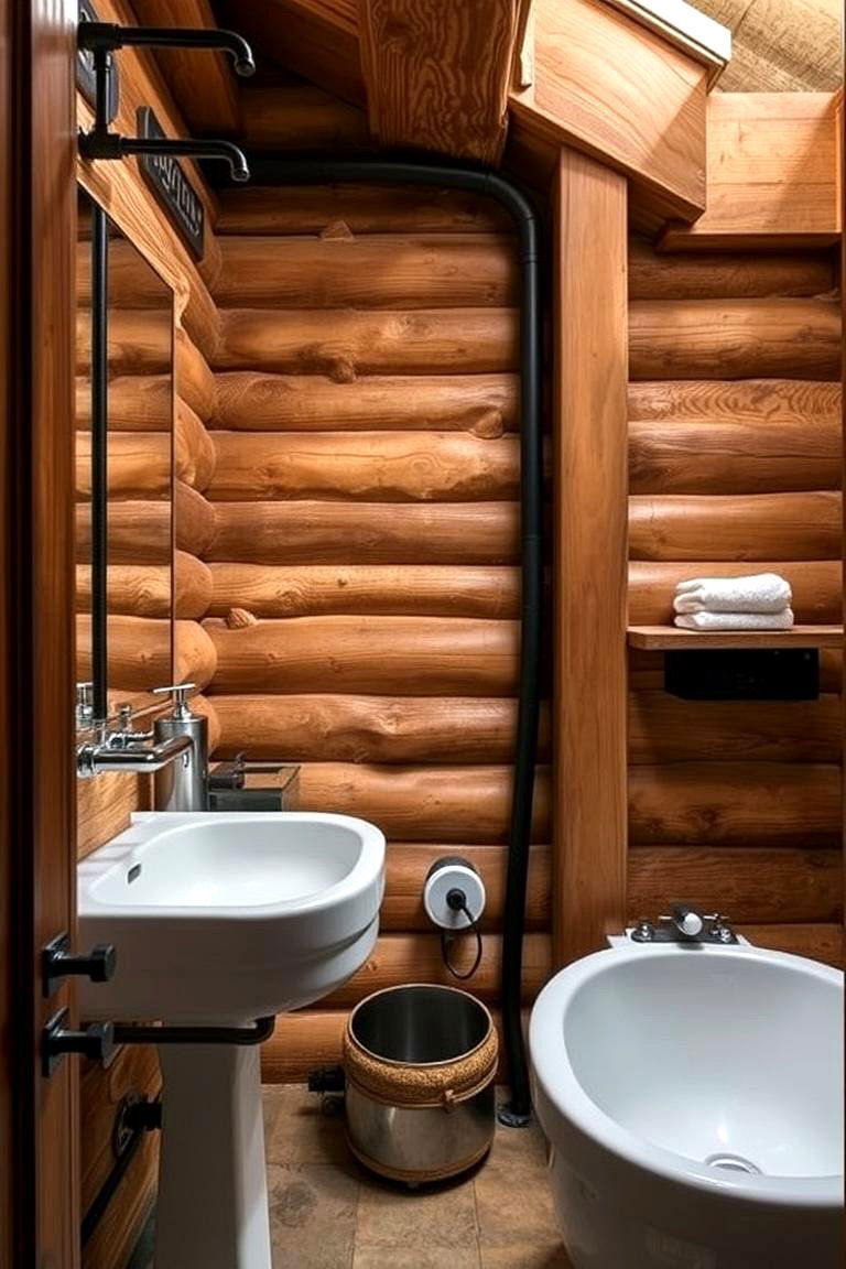 Industrial Rustic Bathroom Elements - 24 Log Cabin Bathroom Ideas
