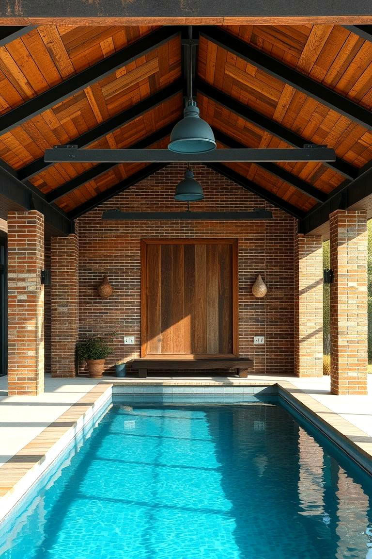 Industrial Rustic Fusion - 24 Rustic Pool House Ideas