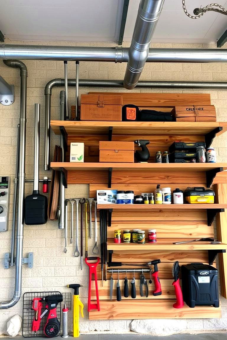 Industrial Shelving Display - 24 Garage Wall Ideas