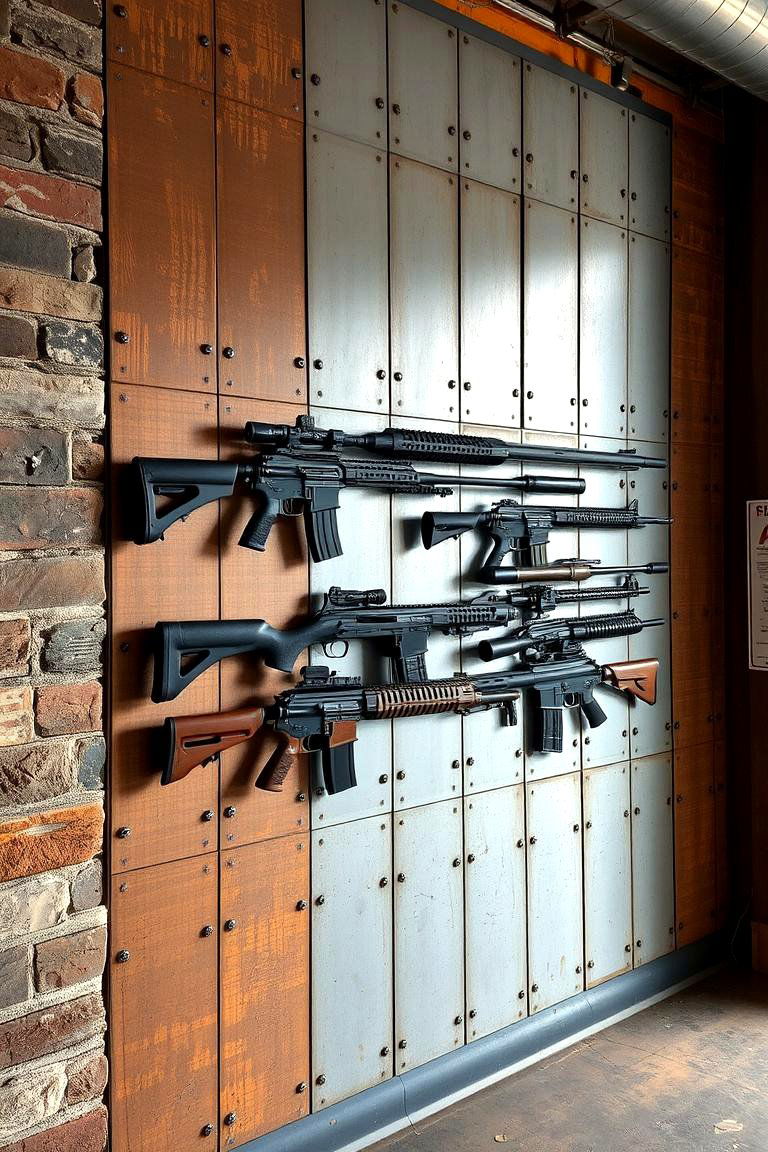 Industrial Steel Accent Wall - 24 Gun Wall Ideas