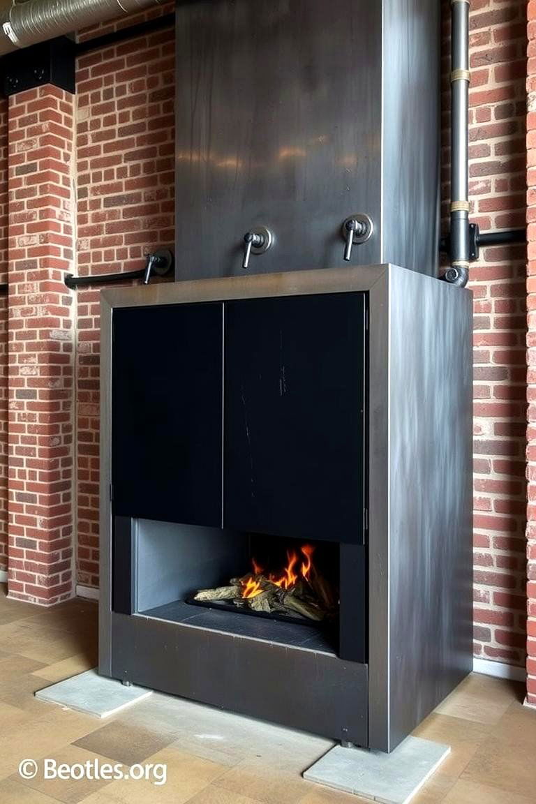 Industrial Steel Fireplace - 24 Fireplace Ideas