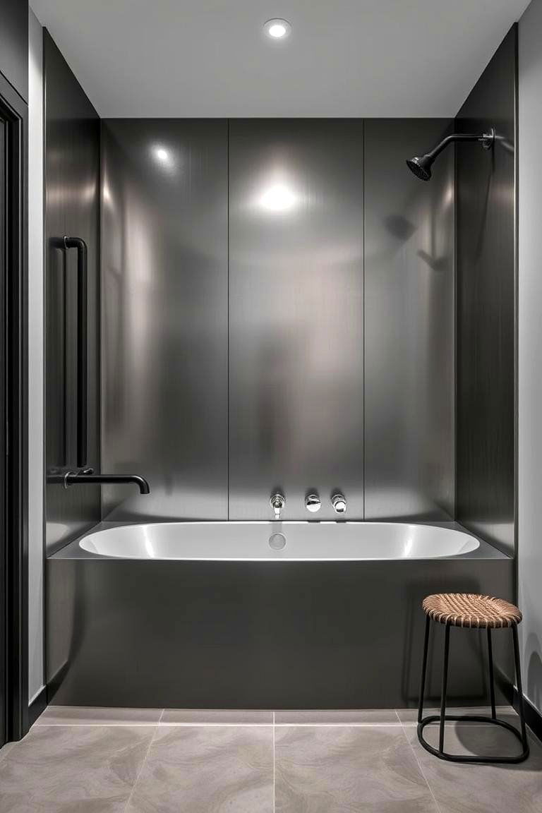 Industrial Steel Panel Surround - 24 Bathtub Surround Ideas