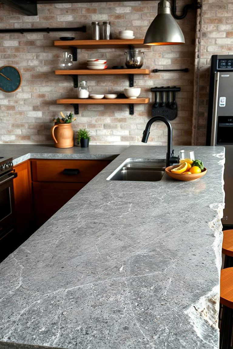 Industrial Stone - 24 Kitchen Countertop Ideas