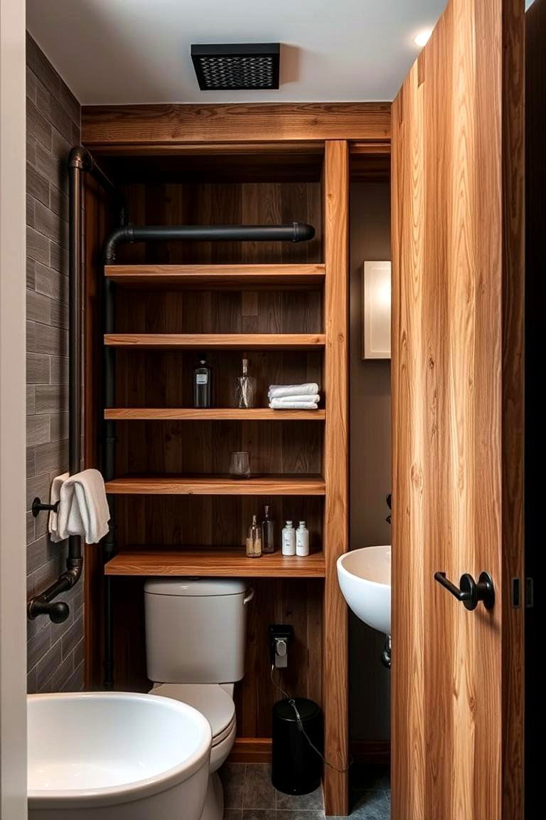 Industrial Style Bathroom Closet - 24 Bathroom Closet Ideas