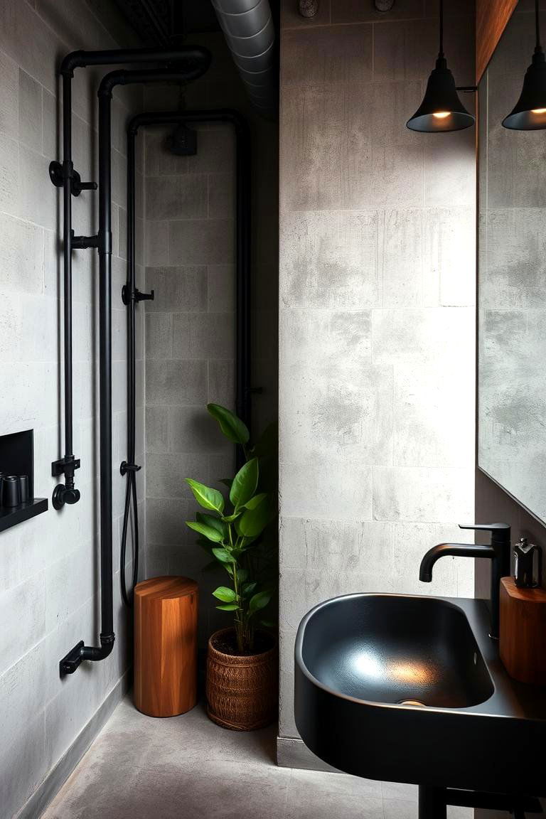 Industrial Style Bathroom with a Modern Twist - 24 Eclectic Bathroom Ideas