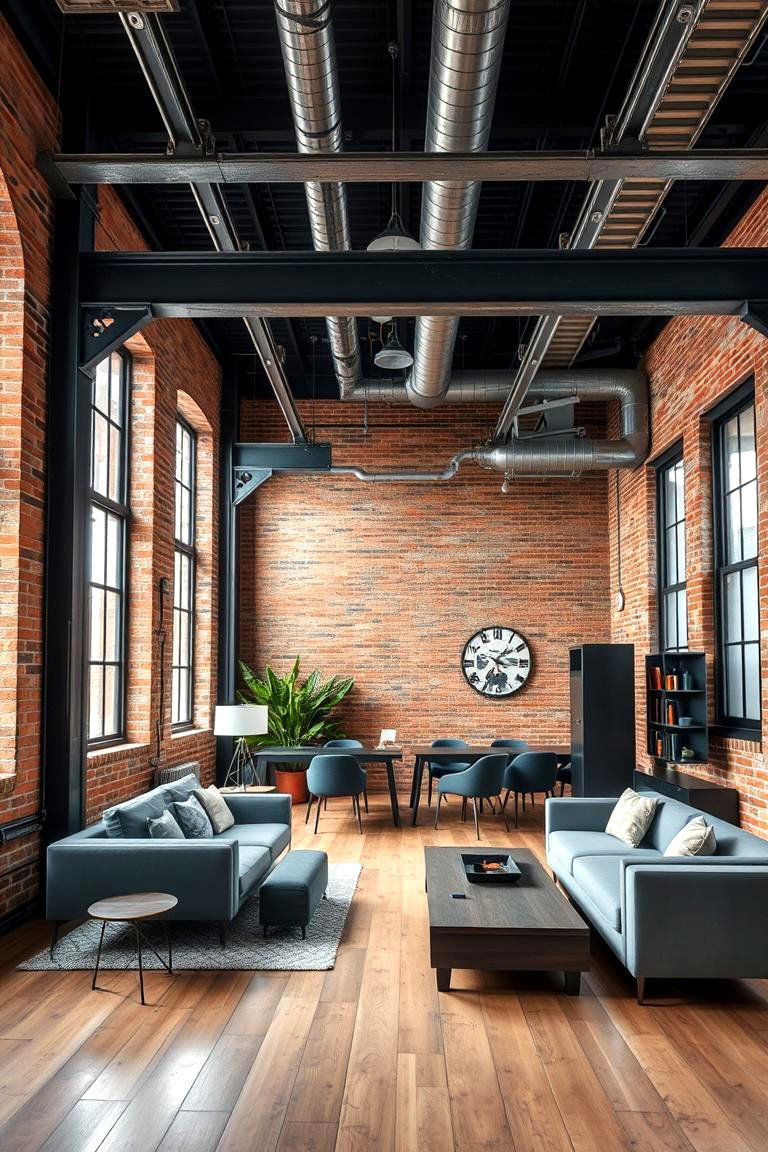 Industrial Style Beams with Metal Accents - 24 Decorative Ceiling Beam Ideas