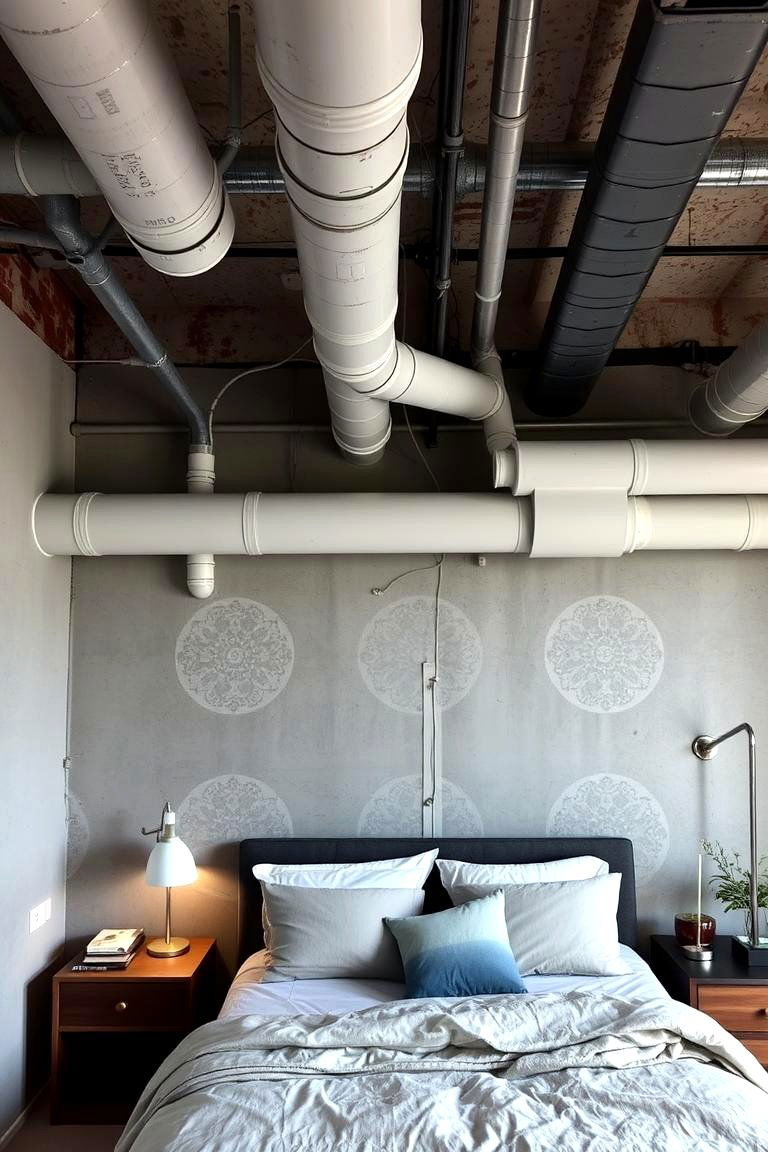 Industrial Style Ceilings Exposed Pipes and Ducts - 24 Bedroom Ceiling Ideas
