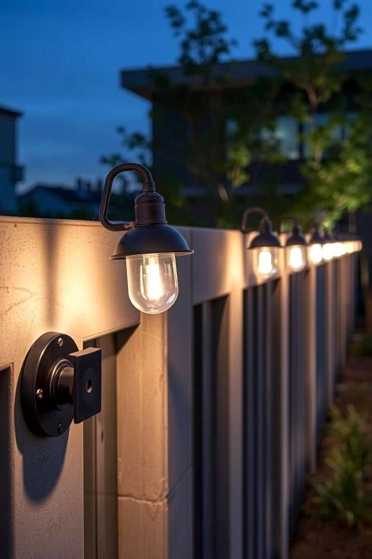 Industrial Style Fence Lights - 24 Fence Lighting Ideas