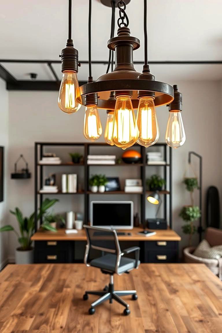 Industrial Style Fixtures - 24 Home Office Lighting Ideas