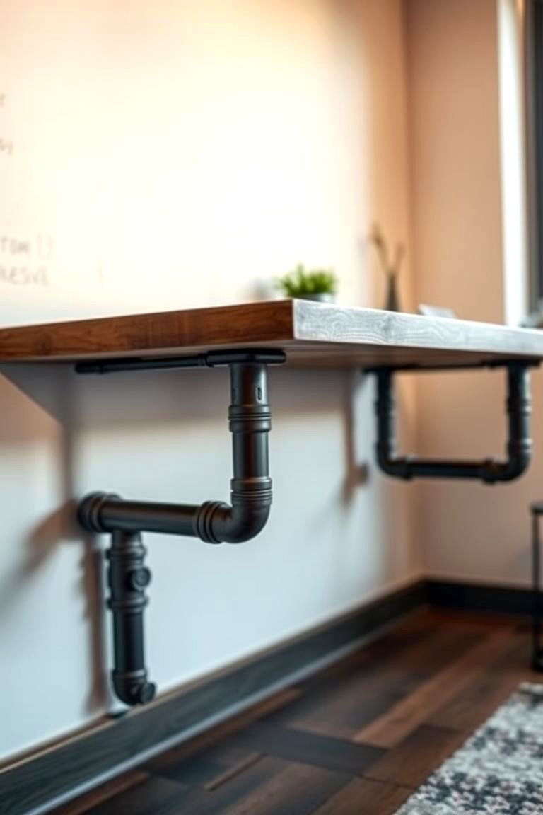 Industrial Style Floating Desk - 24 Floating Desk Ideas
