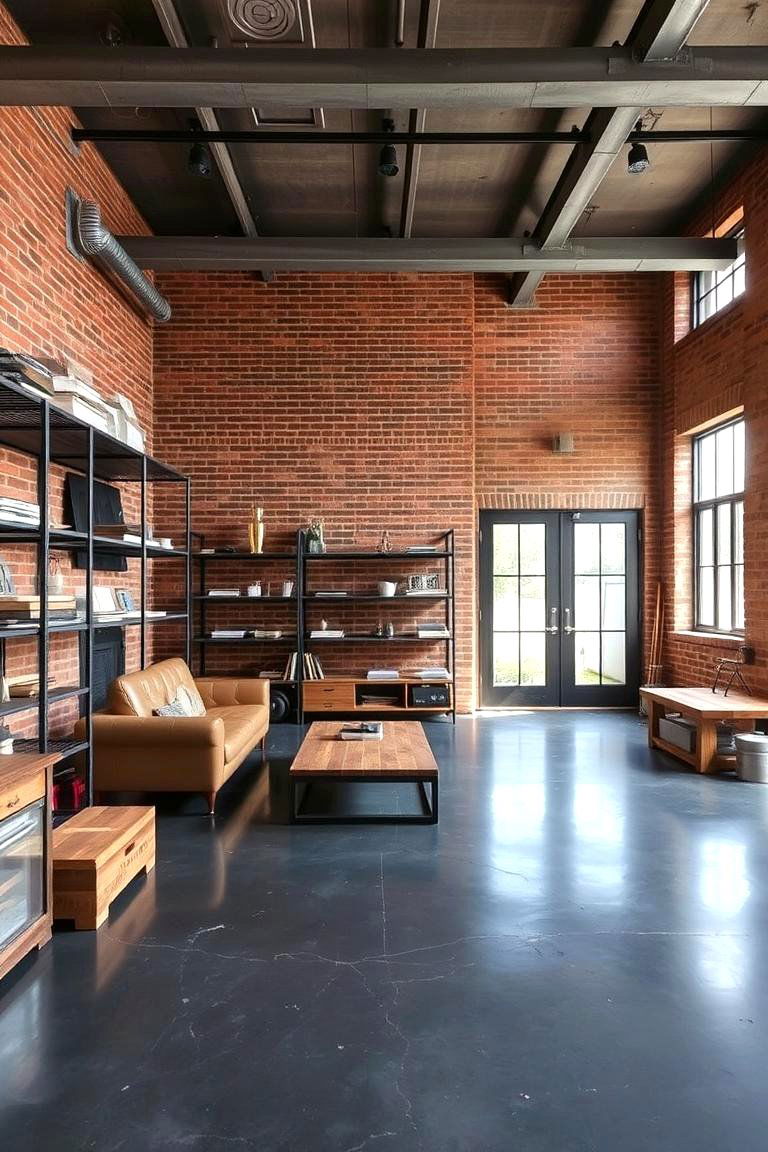 Industrial Style Integration - 24 Rustic Concrete Floor Living Room Ideas