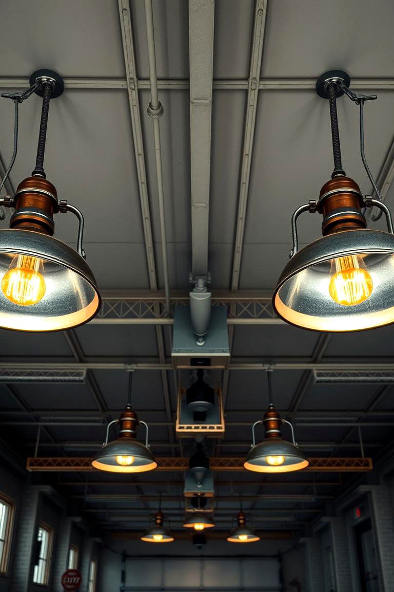 Industrial Style Lighting Fixtures - 24 Garage Decor Ideas