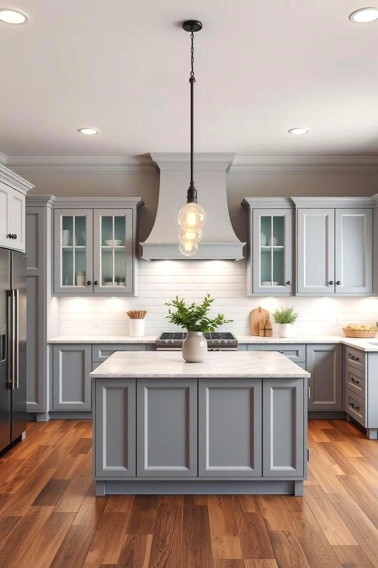 Industrial Style Lighting - 24 Grey and White Kitchen Ideas